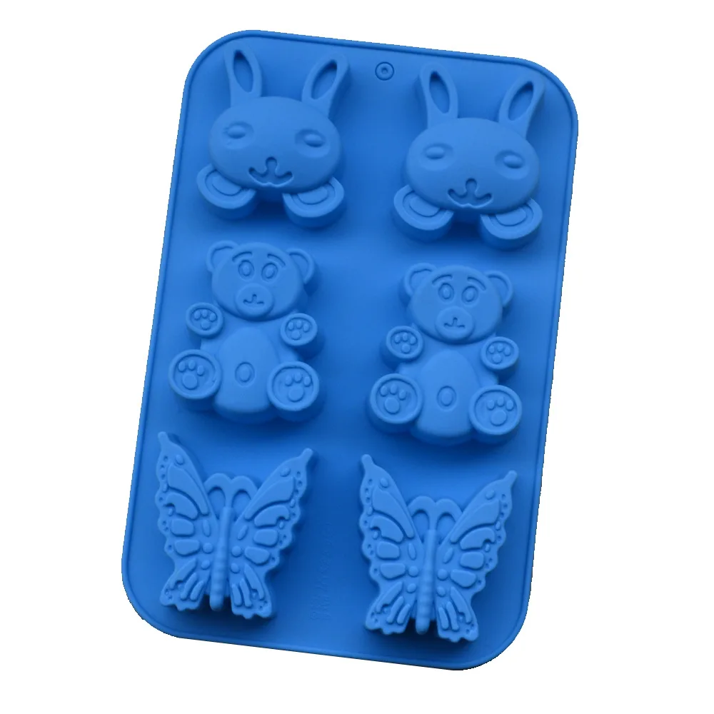 

silica baking mould resistant to High temperature microwave oven Butterfly Rabbit Bear shape hand soap silicone molds