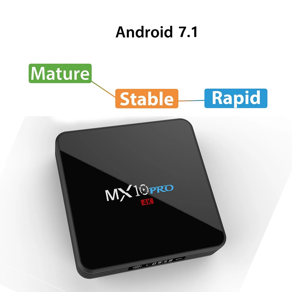 MX10 Pro 4GB RAM 32GB ROM With LED display screen Android 7.1 TV BOX RK3328 4K HDR Smart Box 2.4G/5G WIFI USB 3.0 Bluetooth MX10 Pro 4GB RAM 32GB ROM With LED display screen Android 7.1 TV BOX RK3328 4K HDR Smart Box 2.4G/5G WIFI USB 3.0 Bluetooth
