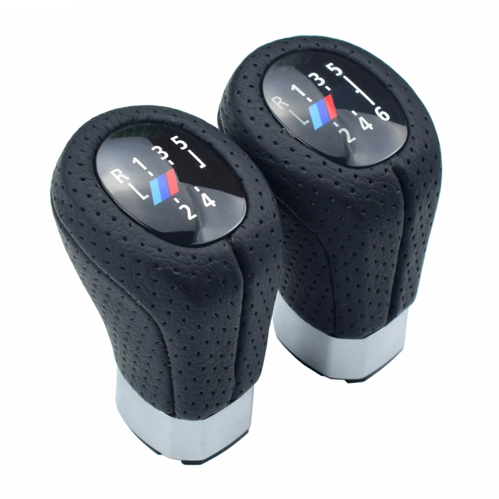 

leather 5/6 Speed Left Right Drive Gear Shift Knob Head With Boot Cover Stick Shifter Lever For BMW E87 Real Hole