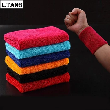 

L.TANG 1 Piece Tennis Wrist Support Sweatbands Cotton Protection Black Red Wrist Band Wristband Sport Yoga Running L273A