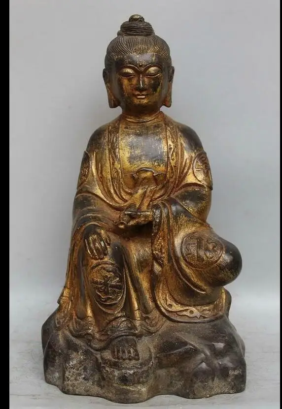 

880070205<<<12" China Bronze Seat Kwan-yin Guan Yin Goddess Statue Sculpture