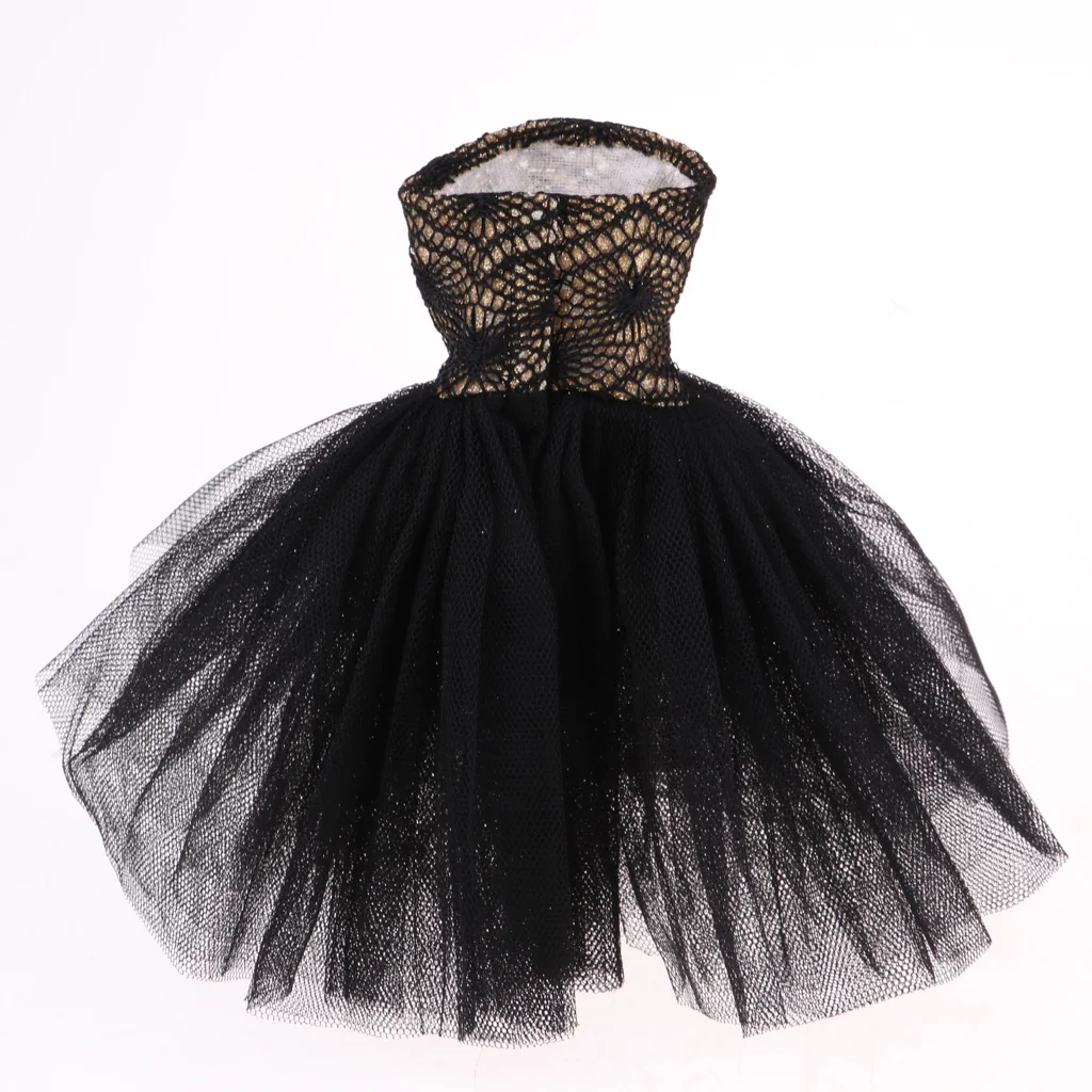 Elegant Garments Tube Top Dress Wedding Gown Outfits  Wedding Dress for 1/4 BJD Girl Dolls Dress Up (Black)