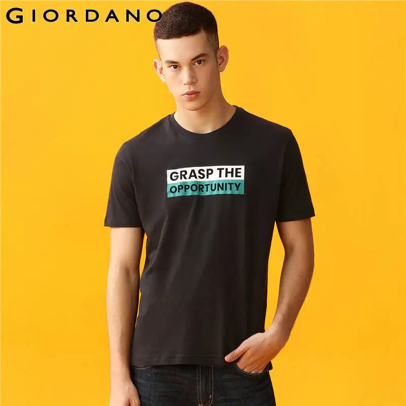 

Giordano Men T Shirt Men Comfortable Fabric Letters Printing Roundneck Smooth Soft Tshirt Men Multi Colors Summer Camiseta