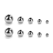 50 шт./лот 304 круглые бусины серебристого тона из нержавеющей стали 2, 3, 4, 5, 6, 7, 8 мм с большим отверстием, европейские бусины для ювелирных изделий своими руками