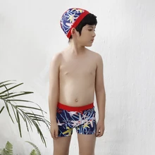 Детская Плавание костюм мальчиков Профессиональный Плавание ming транков и Плавание ming cap Спорт шорты-боксеры Дети Мальчики быстросохнущая Плавание шорты Серфинг