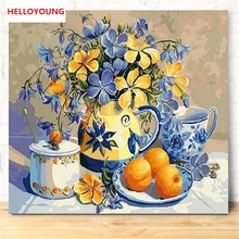 HELLOYOUNG DIY Ручная роспись маслом блюдо Ланч цифровая живопись по номерам Масляные картины китайские картины-свитки домашний декор