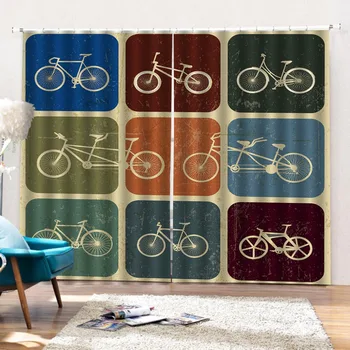 

bicycle curtains 3D Window Curtain Dinosaur print Luxury Blackout For Living Room Decoration curtains