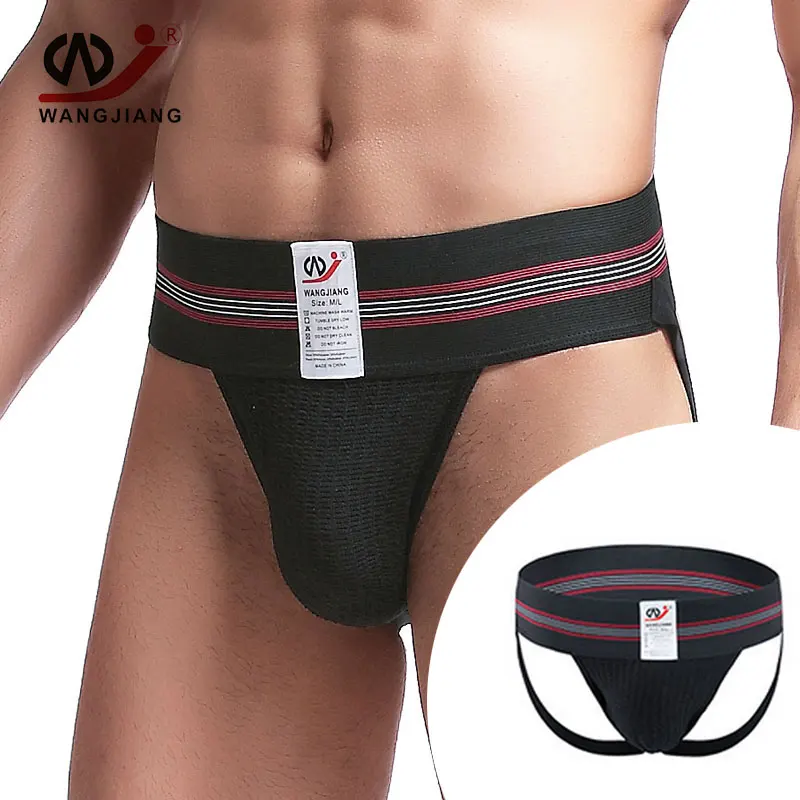 Стринги WJ Jockstrap мужские пикантное нижнее белье для геев хлопковые открытые трусы