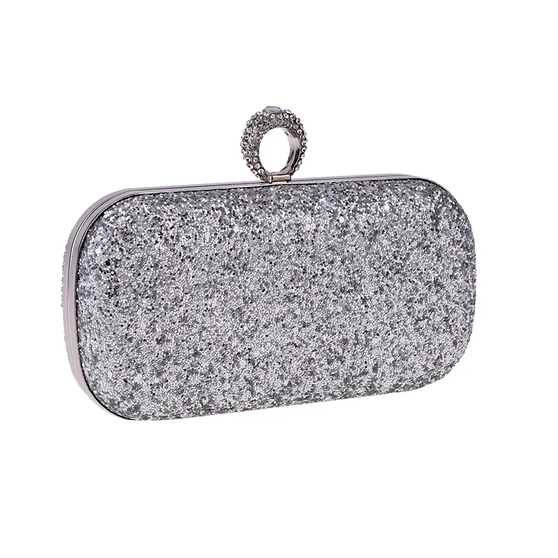 Luxy Moon Silver Sequin Clutch Bag Front View