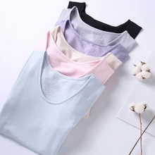 Весна природа шелк Термобелье жилет плюс размер бархат утолщение Женский Базовая рубашка Топ красота уход за телом