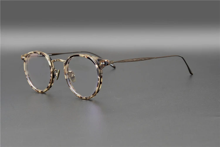 Titanium Vintage Round Optical Glasses Frame Men Brand Retro Clear Lens Eyeglasses Man Myopia Spectacles Frames Eyewear Oculos - Цвет оправы: Многоцветный