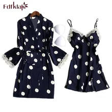 Fdfklak модный халат в горошек, Шелковый кружевной сексуальный халат, Женская Весенняя летняя одежда для сна, женская одежда для сна, халаты, халаты