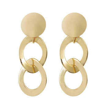

AENSOA Trendy Metal Chain Gold Color Geometric Drop Earrings For Women Girls Fashion New 2019 Vintage Shiny Earring Party Jewely