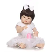 55 см всего тела силикона Reborn Baby Doll игрушки новорожденная девочка кукла подарки на Рождество и день рождения подарок купаться игрушка девочек Brinquedos
