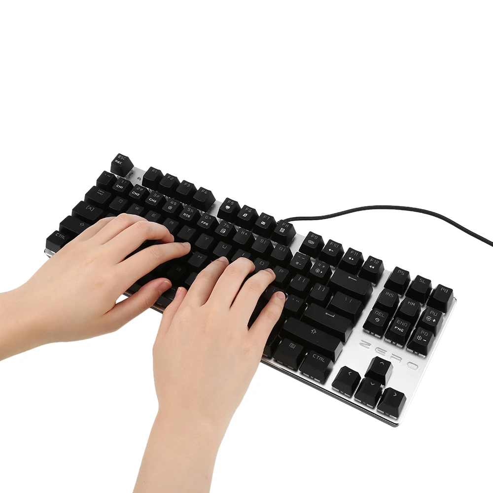 METOO ZERO X51 механическая клавиатура 87 Ключи Проводная с RGB Подсветка Teclado синий