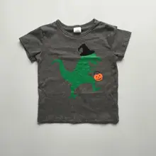 Хэллоуин лето для маленьких мальчиков raglans бутик серый динозавр яблоко Тыква чехол для карандаша топ рубашки одежда обратно в школу хлопок