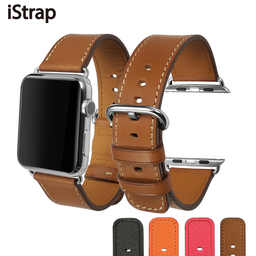 Koop iStrap for Apple Watch Strap For Sport Edition Series 1 2 3,High Quality Calf Leather Watchband For Apple watch band 38mm 42mm