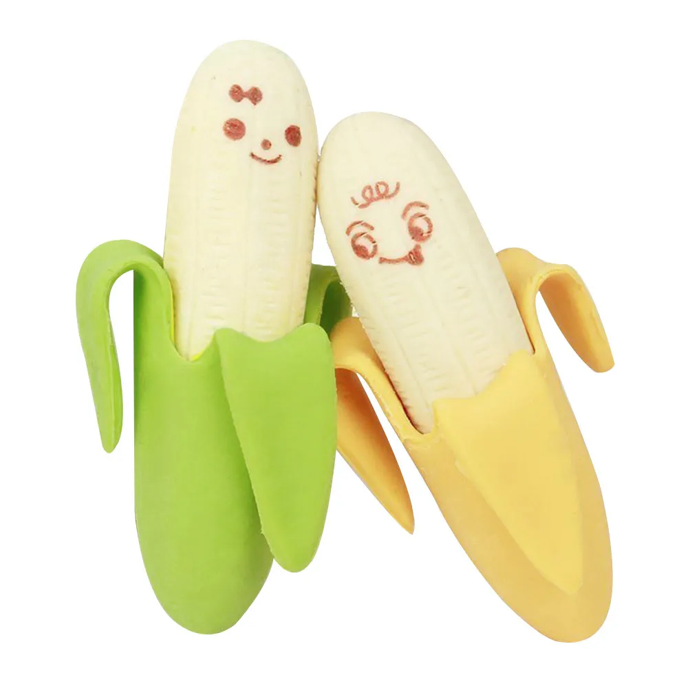 

2PCS Banana Fruit Style Rubber Pencil Eraser Office Stationery Gift Toy