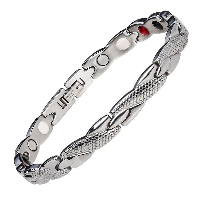 Hottime Health Energy Magnetic Ion Germanium Bracelet Men Pulseras Hombre Chain Link Stainless Steel Bracelet Bangle Women Men - Окраска металла: 10253