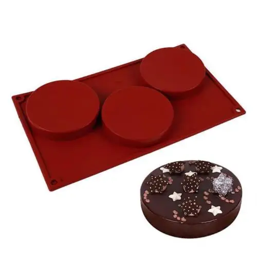 Red Freshware SL-116RD 3-Cavity Silicone Disc Cake/Pie/Custard/Tart and Resin Coaster Mold 