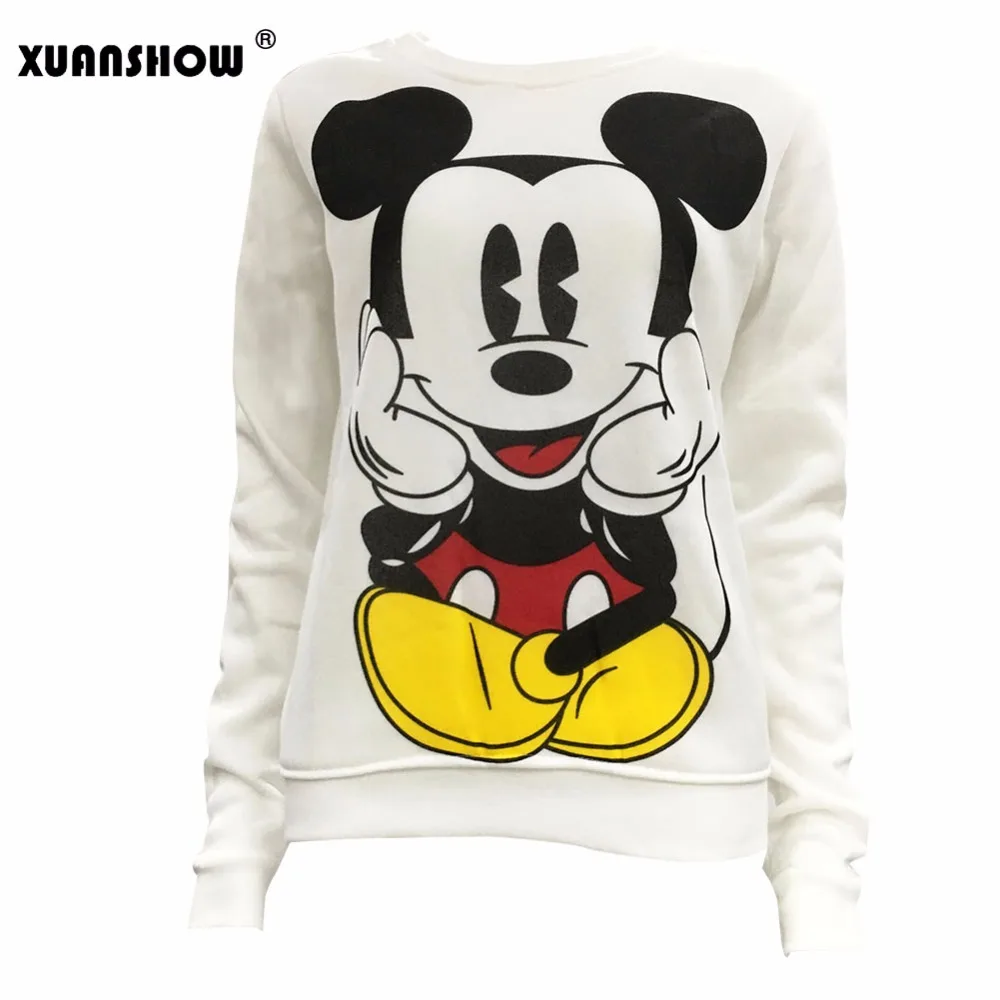  XUANSHOW 2019 Women Sweatshirts Hoodies Character Printed Casual Pullover Cute Jumpers Top Long Sle