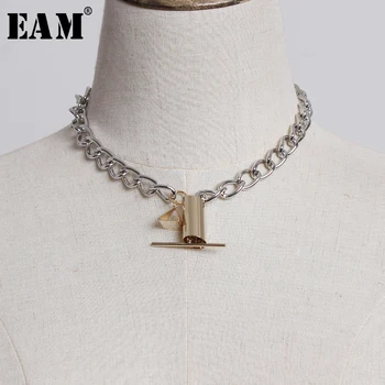 

[EAM] 2020 New Spring Summer Temperament Metal Chain Split Joint Personality Women Necklace Fashion Tide All-match JU197