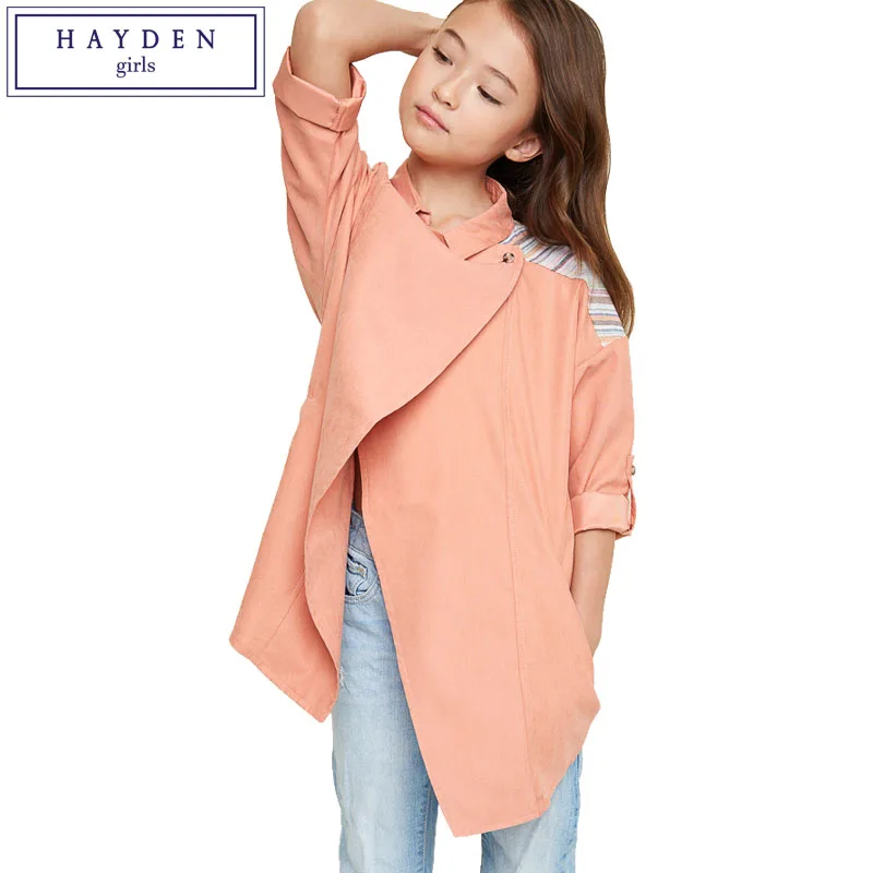 

HAYDEN Girls Trench Coat 2017 Spring Windbreaker Jacket Girl Overcoat Kids Boutique Outfits Teenage Girls Outerwear Age 7 to 14
