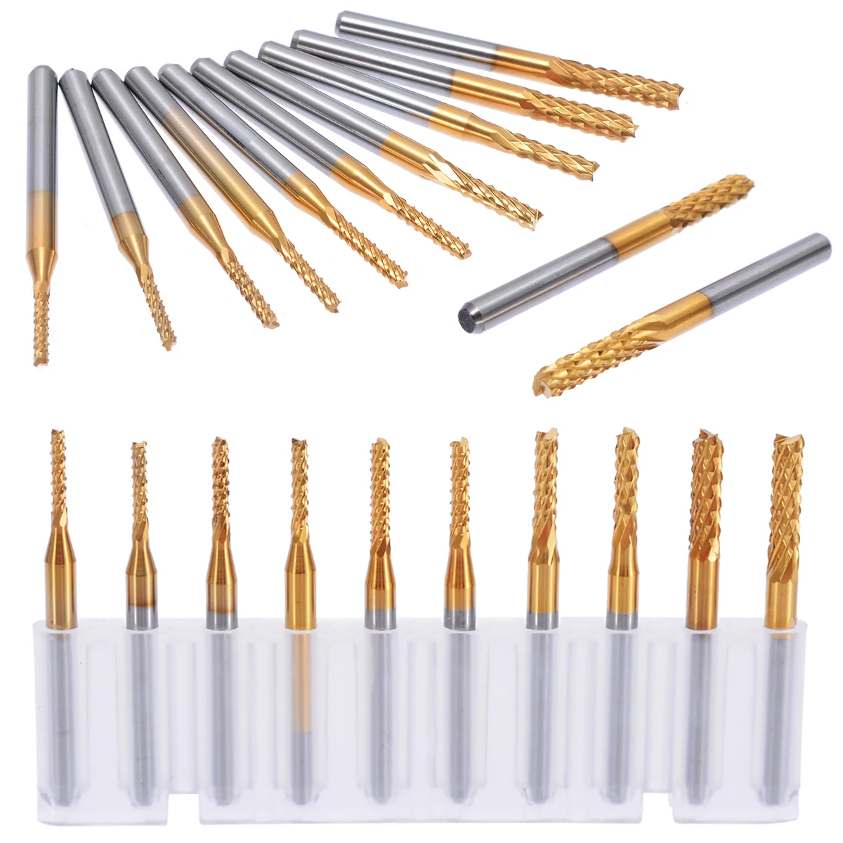 10pcs 1/8'' 1.5-3.175mm End Mill Corn Milling Cutter Wood Cutter Milling CNC Engraving Bits for Woodworking Router Bits