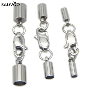 

SAUVOO 5Pcs/lot Stainless Steel Magnetic Clasps Dia 1.5/2/2.5/3/4mm For Diy Jewelry Making Findings Silver Buckle Hook Clasps
