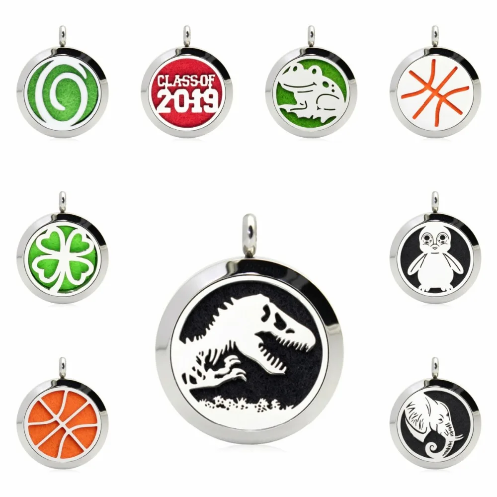 

Dinosaur Elephant Frog 25mm Stainless Steel Essential Oil Aromatherapy Perfume Diffuser Locket Necklace Pendants 10pcs Pads
