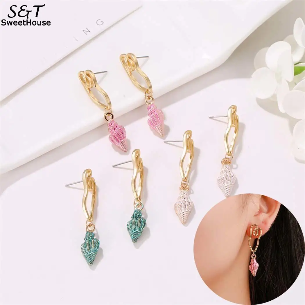 

Women Elegant Creative Shell Eardrop Pierced Dangle 4cm/1.6inch Earrings 1.5cm/0.6inch Hook Casual