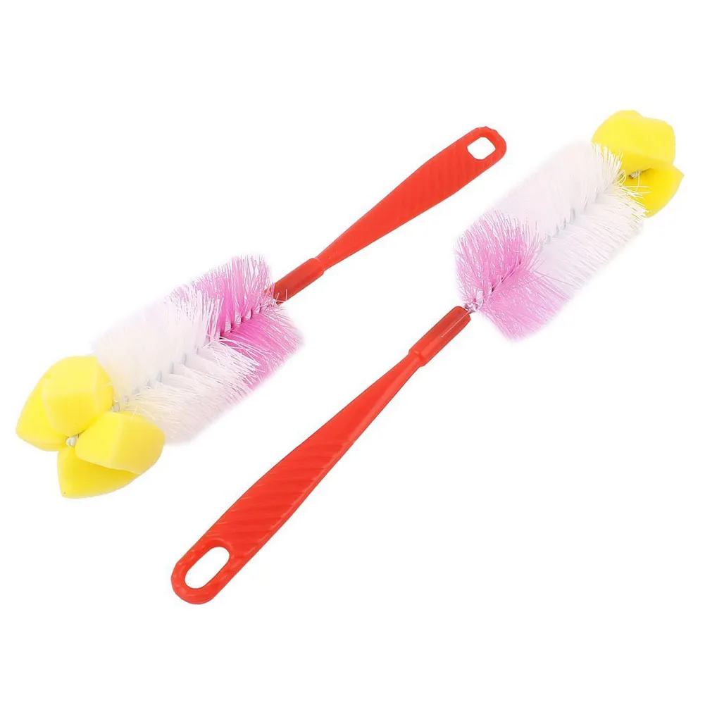 2pcs Sponge Bristle Bottle Jar Glass Cup Brush Scrubber Cleanerin