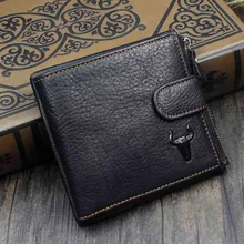 Мужской высококачественный бумажник для денег и карт из натуральной воловьей кожи