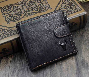 

Men High-grade Genuine Cowhide Leather Sanp Money Card Wallet Purse