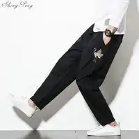 Traditionele Chinese kleding voor mannen wushu kleding kung fu broek linnen mannelijke Chinese broek wing chun kleding V1366