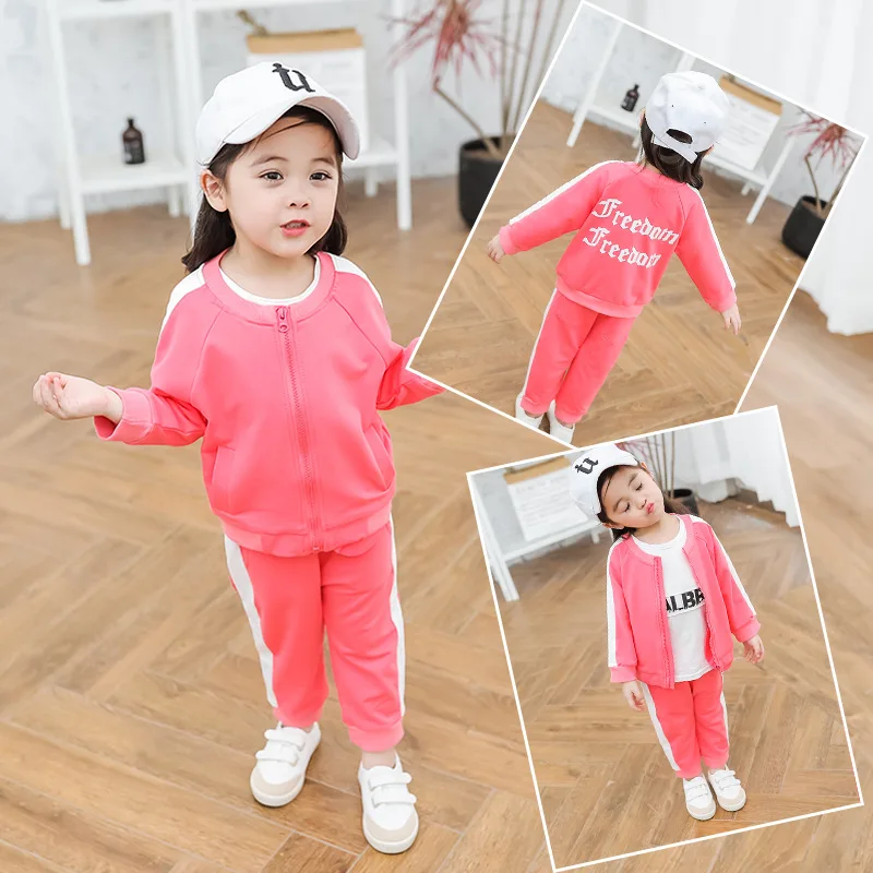 

Girls Autumn Suit 2018 New Korean Children's Sports Striped Fashion Suit Small Children's Foreign Leisure Two-piece 2-7 Year Old