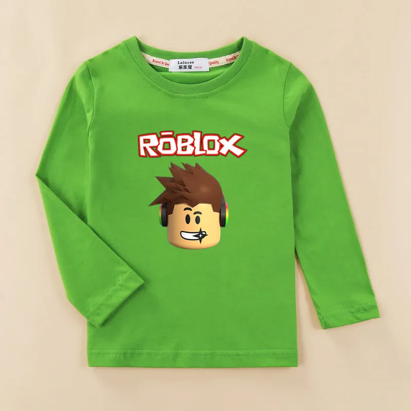 

Boys 3D roblox t shirt 100% cotton long sleeve children's clothes boy pattern tshirts top print baby boys brand tees