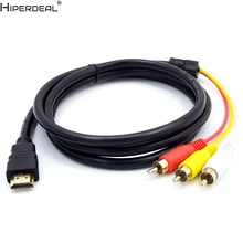 HIPERDEAL HDMI mâle à 3RCA AV Composite mâle M/M connecteur adaptateur câble cordon émetteur Oct30HW(China)