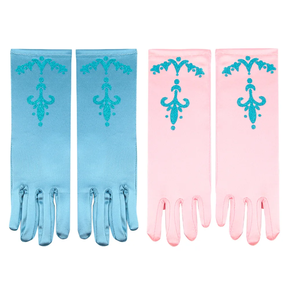 

Pretty Snow Princess Queen Kid Girl Long Glove Halloween Cosplay Costume