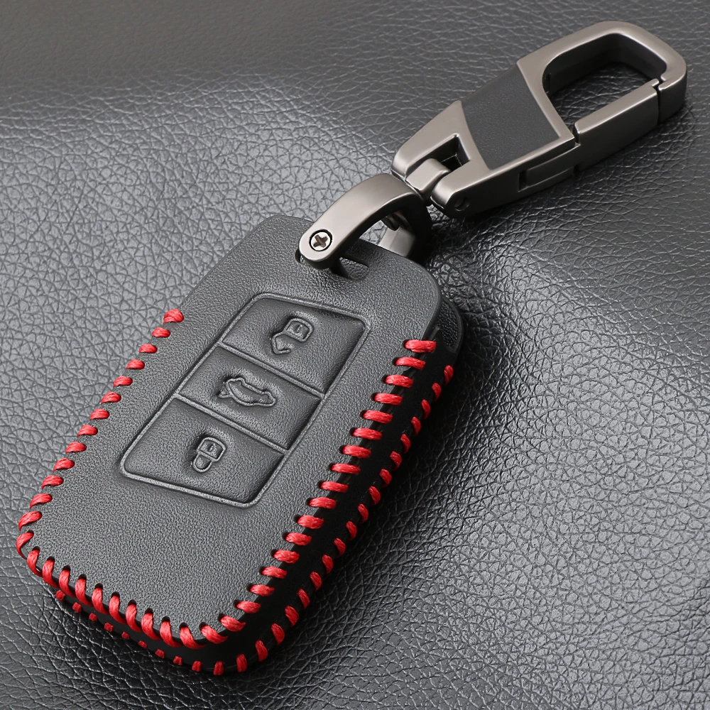 Genuine Leather Car Key Remote Cover Case For Volkswagen VW Tiguan MK2 Magotan Passat B8 CC For Skoda Superb A7 key case,key case cover,car key shell