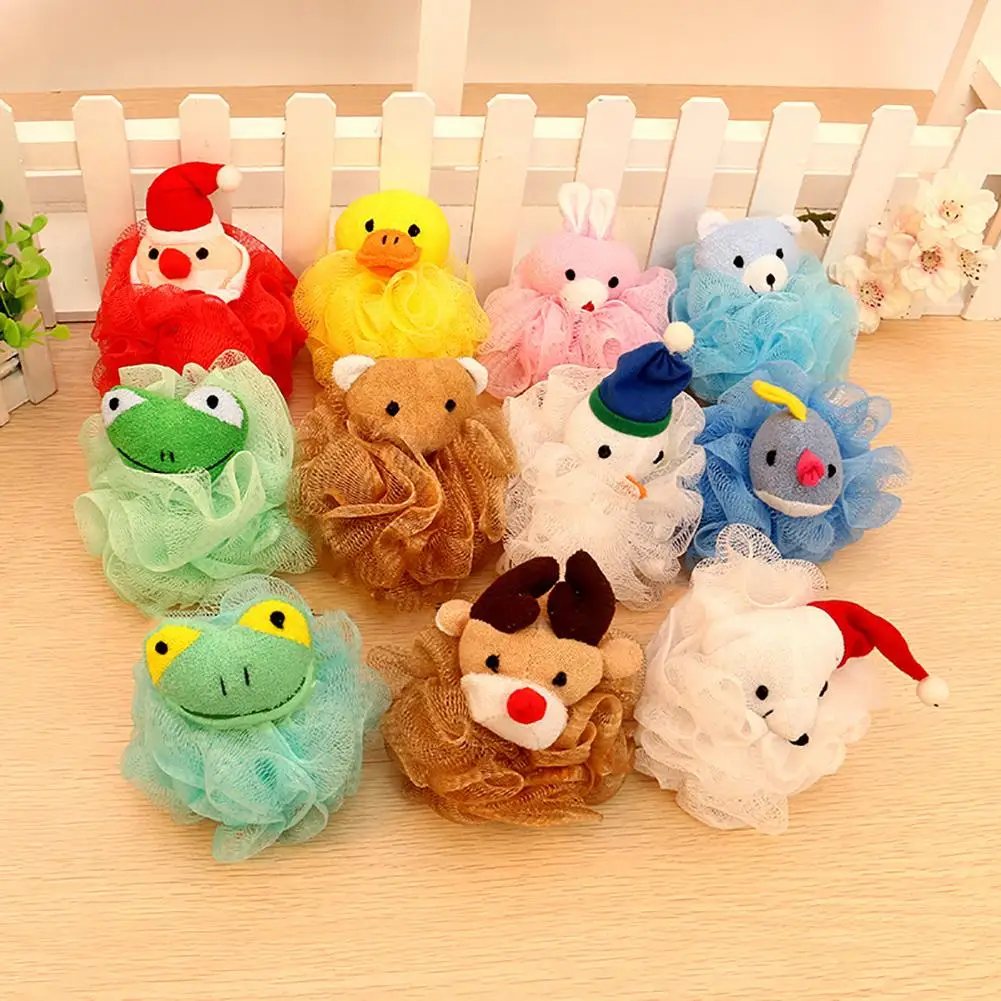 

Cute Animal Bear Frog Dog Kids Children Shower Bath Mesh Sponge Puff Ball Toy