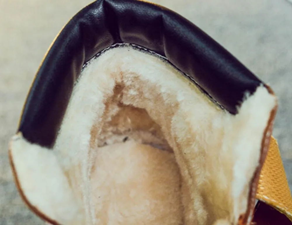 Детская обувь; модные зимние ботинки для мальчиков с толстым плюшем из натуральной кожи; нескользящие зимние Ботинки martin унисекс; Размеры 26-37