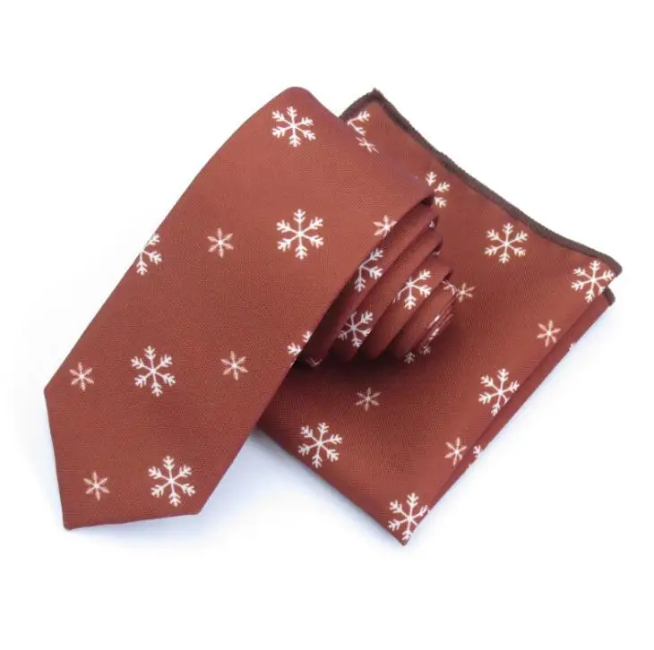 Снежинка галстук из полиэстера набор для мужчин тонкий галстук рождественские украшения галстук-бабочка Hankerchiref Papillon Свадебные банты Cravat Corbatas - Цвет: 8