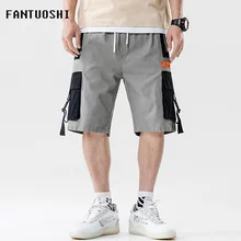 Летние новые сращивающиеся х/б мужские шорты Slim Fit до колен Повседневная мужская одежда высокого качества черный серый плюс размер 5XL