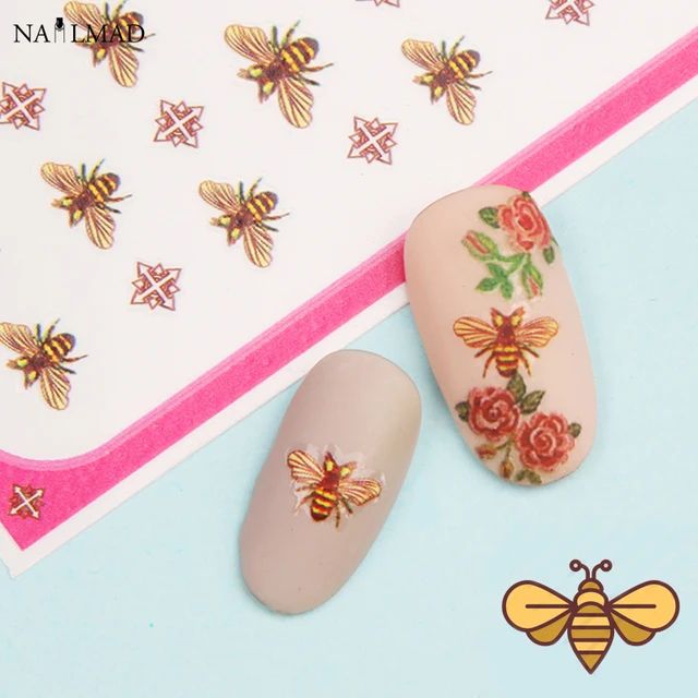 1 Sheet Gold Bee Nail Art Stickers Cute Animal 1 Sheet Gold Bee Nail Art Stickers Cute Animal Transfer Sticker Adhesive
