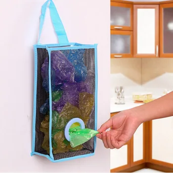 

Hanging Mesh Garbage Bag Organizer Dispenser Kitchen Wall Mount Reusable Grocery Bags Holder Net Trash Bag Storage