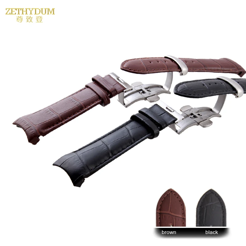 Изогнутый конец браслет из натуральной кожи мужской ремешок для часов tissot T035 22 23