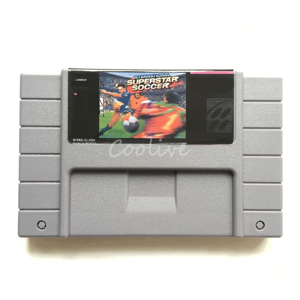 

International Superstar Soccer Video Game Card for 16 Bit Super Console US NTSC Version 46 pin