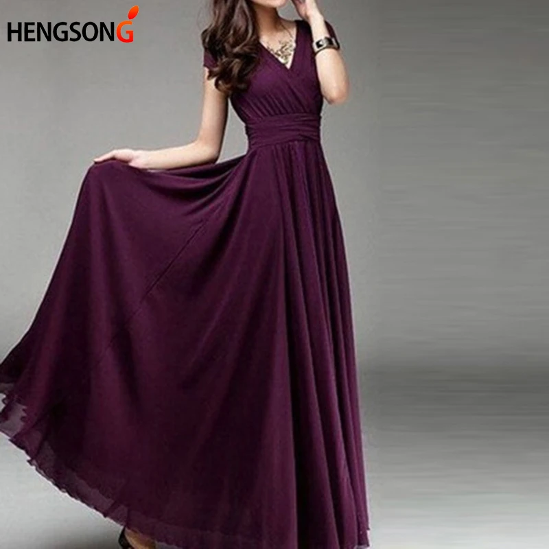 

Plus Size XXXL Sexy Women's Fashion Loose Slim V Neck Floor Length Dress Boho Beach Long Dresses Vestidos