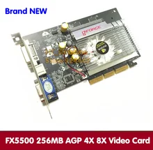 1PCS NEW Direct from Factory Free Shipping NEW GeForce FX5500 256MB DDR AGP 4X 8X VGA DVI Video Card